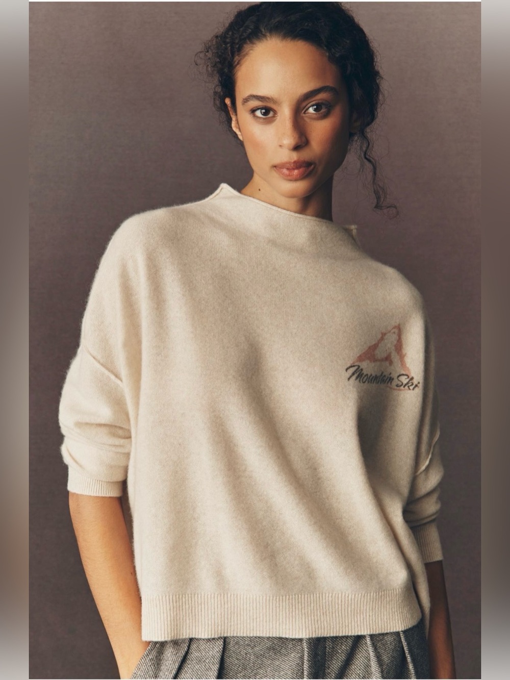 Anthropologie Pilcro Alani Cashmere Mock-Neck Sweater Ski